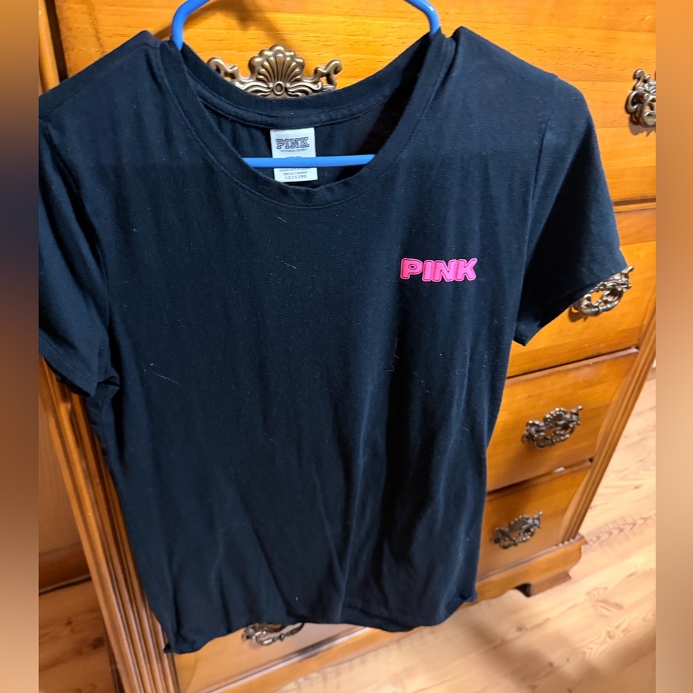 PINK Victoria's Secret Tee in Black with Pink Logo